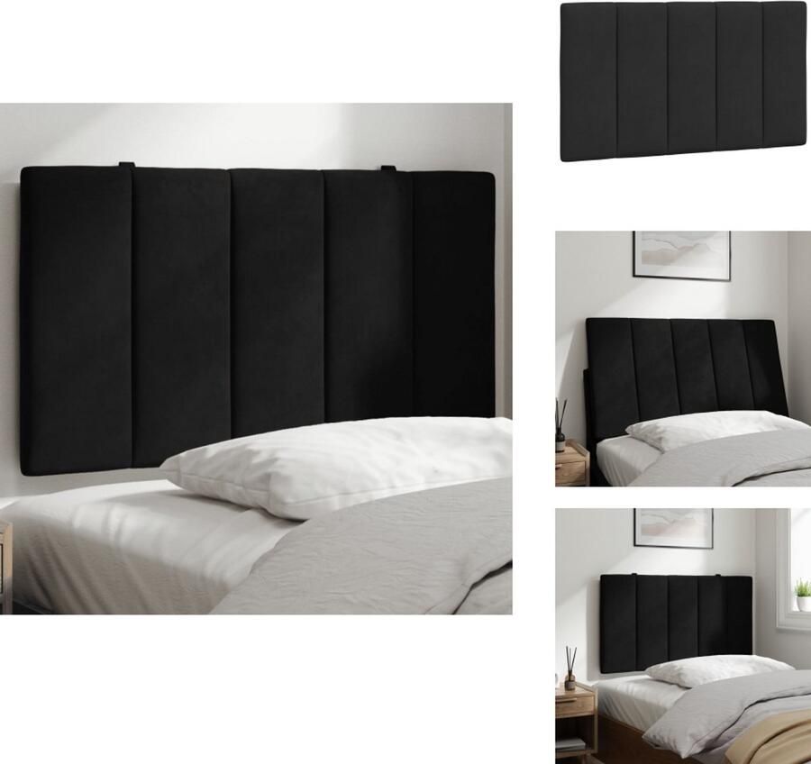 VidaXL Hoofdbordkussen Hoofdbordkussens Hoofdbord Kussen Hoofdeinde Kussen Hoofdbordkussen 80 cm fluweel zwart