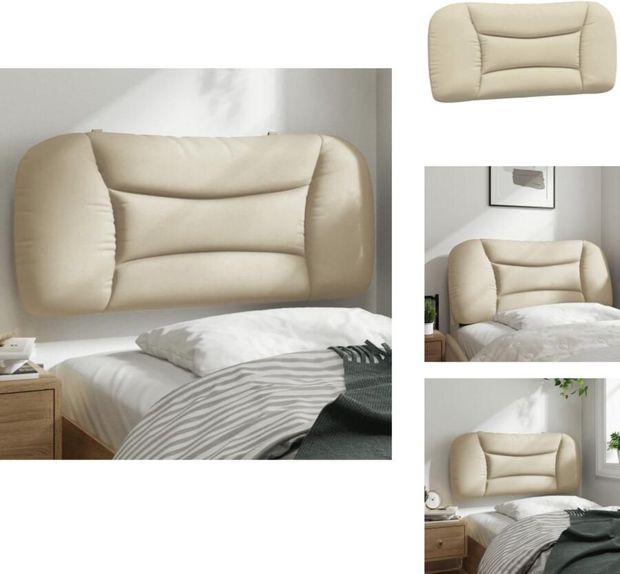 VidaXL Hoofdbordkussen Hoofdbordkussens Hoofdbord Kussen Hoofdeinde Kussen Hoofdbordkussen 80 cm stof crèmekleurig - Foto 2