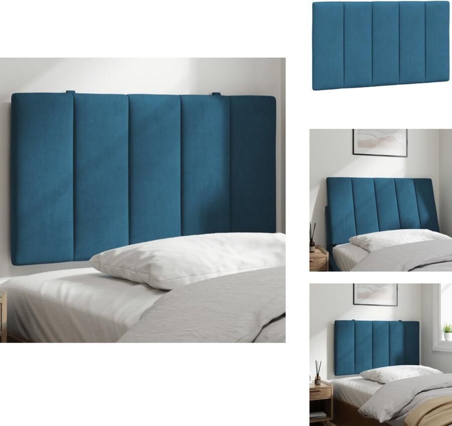VidaXL Hoofdbordkussen Hoofdbordkussens Hoofdbord Kussen Hoofdeinde Kussen Hoofdbordkussen 80 cm fluweel blauw