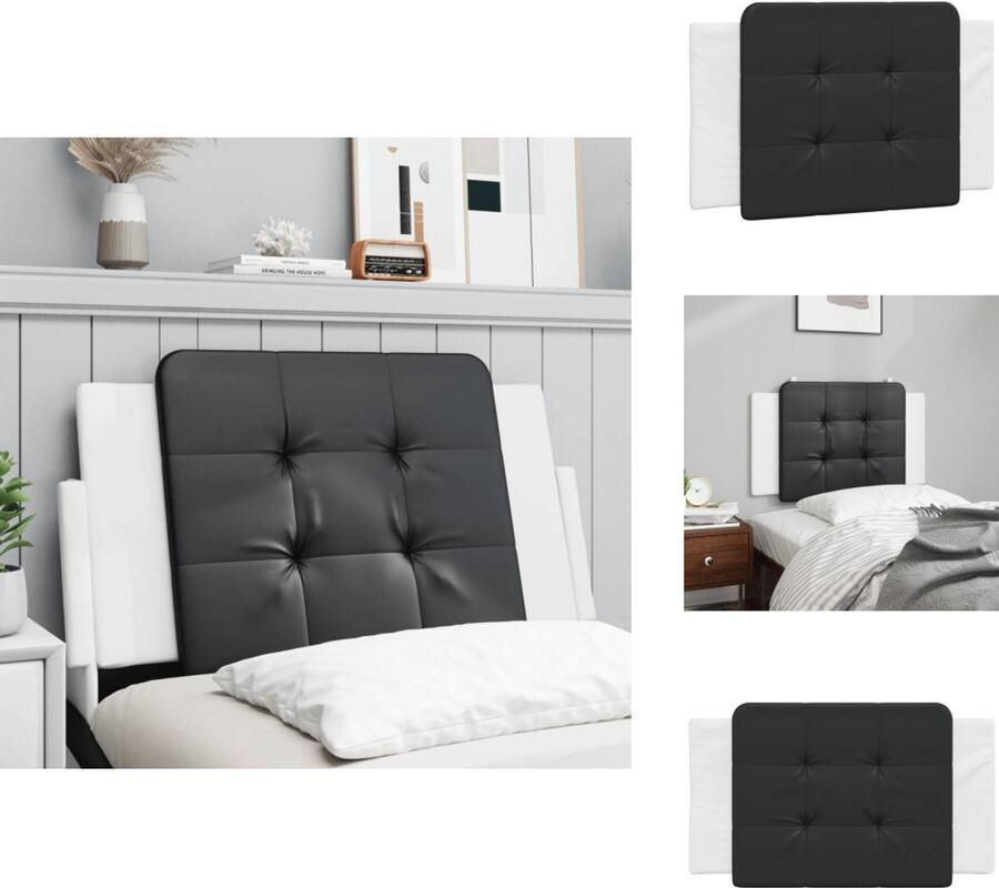 VidaXL Hoofdbordkussen Hoofdbordkussens Hoofdbord Kussen Hoofdeinde Kussen Hoofdbordkussen 80 cm kunstleer zwart en wit - Foto 2