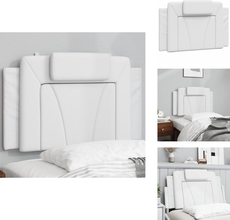 VidaXL Hoofdbordkussen Hoofdbordkussens Hoofdbord Kussen Hoofdeinde Kussen Hoofdbordkussen 80 cm kunstleer wit - Foto 2