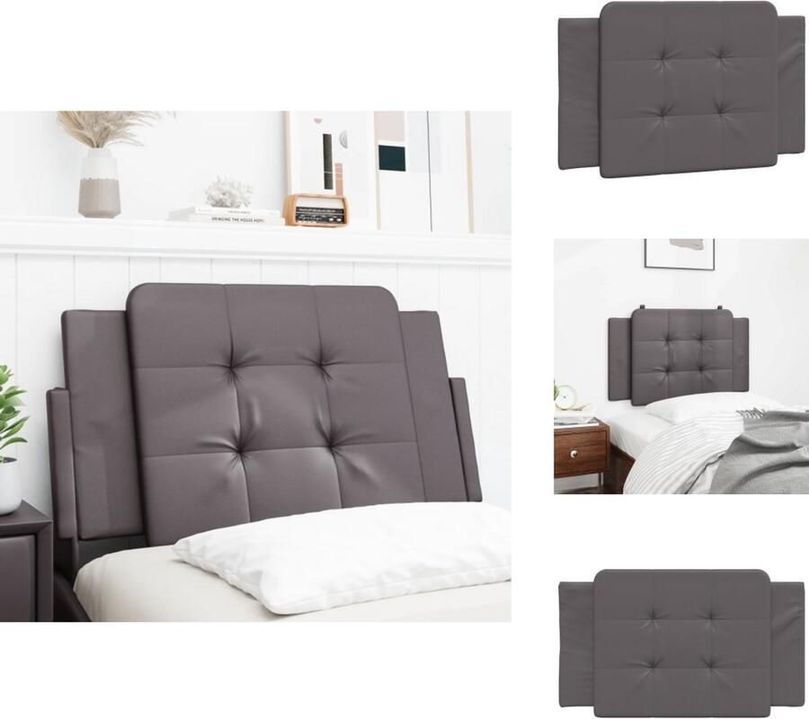 VidaXL Hoofdbordkussen Hoofdbordkussens Hoofdbord Kussen Hoofdeinde Kussen Hoofdbordkussen 80 cm kunstleer grijs - Foto 2