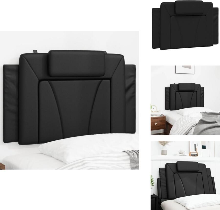 VidaXL Hoofdbordkussen Hoofdbordkussens Hoofdbord Kussen Hoofdeinde Kussen Hoofdbordkussen 80 cm kunstleer zwart - Foto 3