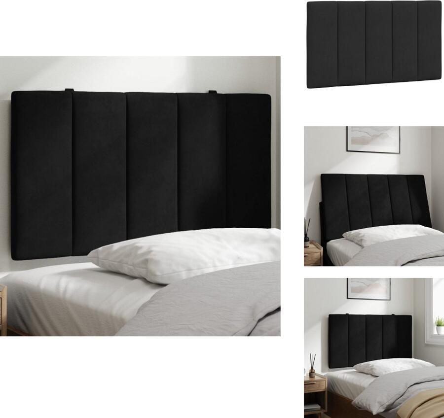 VidaXL Hoofdbordkussen Hoofdbordkussens Hoofdbord Kussen Hoofdeinde Kussen Hoofdbordkussen 90 cm fluweel zwart