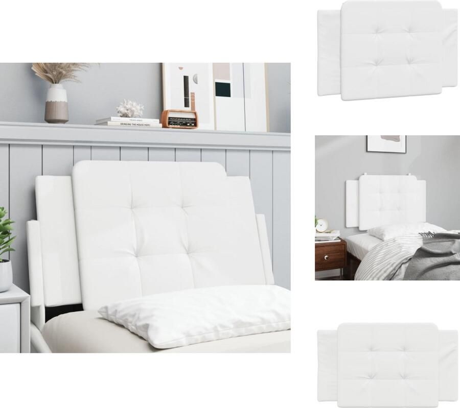 VidaXL Hoofdbordkussen Hoofdbordkussens Hoofdbord Kussen Hoofdeinde Kussen Hoofdbordkussen 90 cm kunstleer wit - Foto 3