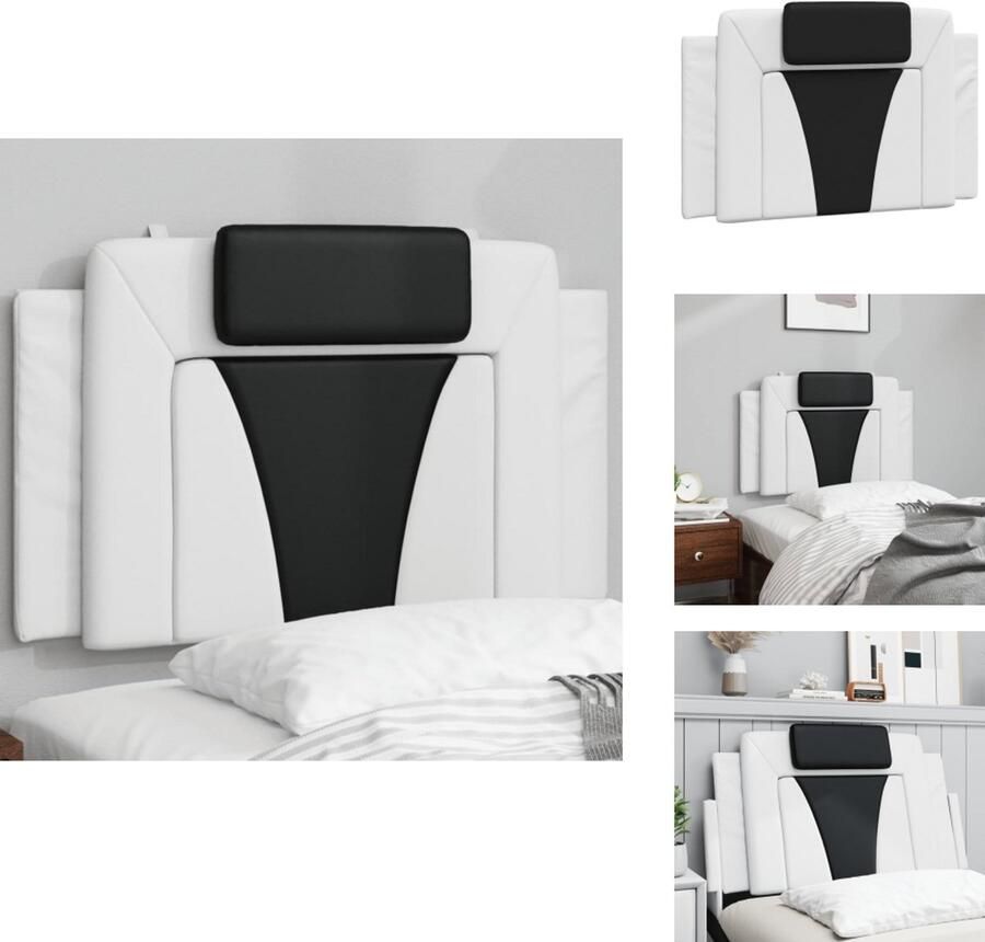 VidaXL Hoofdbordkussen Hoofdbordkussens Hoofdbord Kussen Hoofdeinde Kussen Hoofdbordkussen 90 cm kunstleer wit en zwart