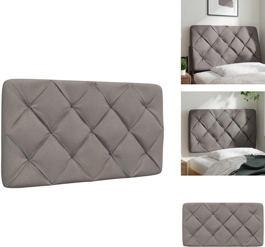 VidaXL Hoofdbordkussen Hoofdbordkussens Hoofdbord Kussen Hoofdeinde Kussen Hoofdbordkussen 90 cm stof taupe