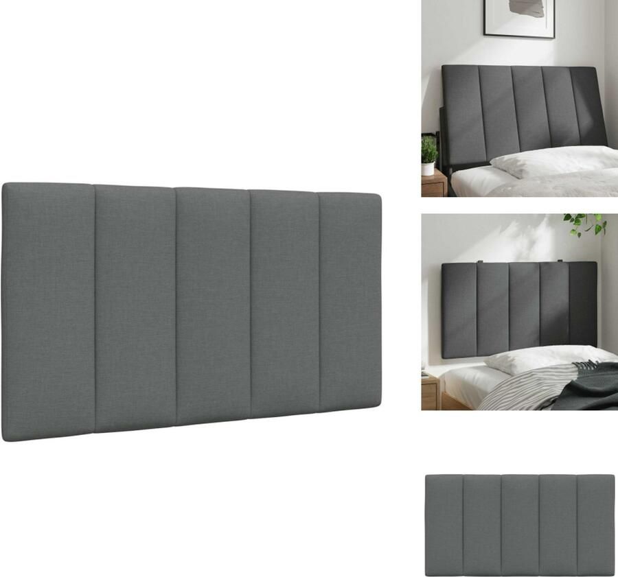 VidaXL Hoofdbordkussen Hoofdbordkussens Hoofdbord Kussen Hoofdeinde Kussen Hoofdbordkussen 90 cm stof donkergrijs