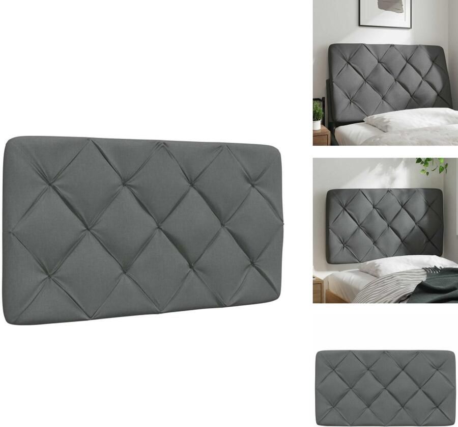 VidaXL Hoofdbordkussen Hoofdbordkussens Hoofdbord Kussen Hoofdeinde Kussen Hoofdbordkussen 90 cm stof donkergrijs
