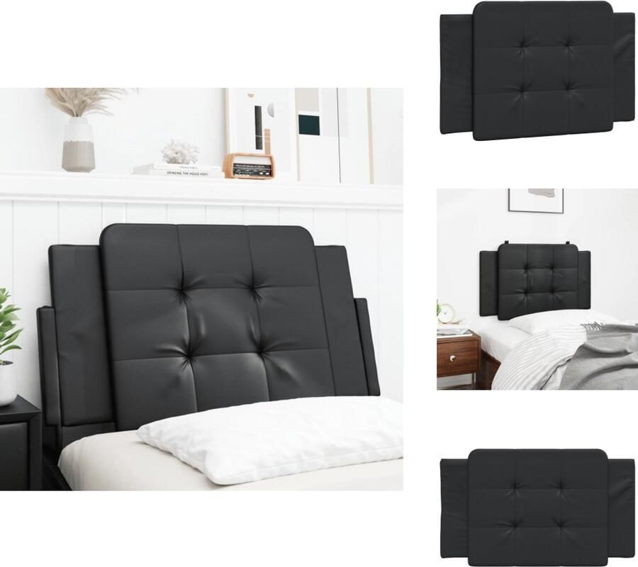 VidaXL Hoofdbordkussen Hoofdbordkussens Hoofdbord Kussen Hoofdeinde Kussen Hoofdbordkussen 90 cm kunstleer zwart - Foto 2