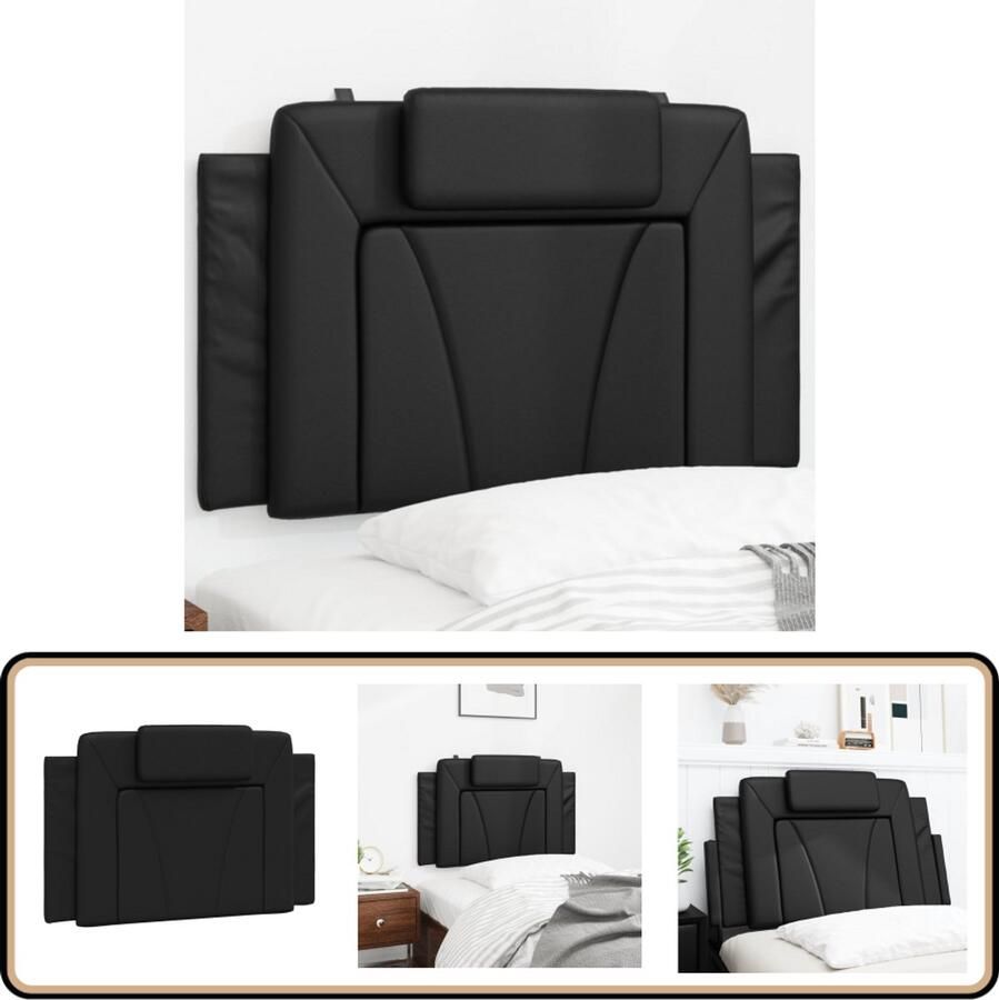 VidaXL Hoofdbordkussen 90 cm Kunstleer Zwart Hoofdbordkussen Hoofdsteun Beddecoratie Slaapcomfort Kunstleder Zwarte Hoofdbord Modern Headboard Minimalistisch Hoofdbord