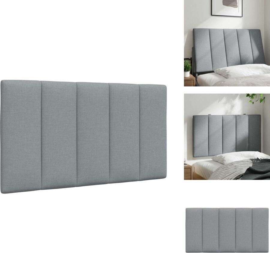 VidaXL Hoofdbordkussen Hoofdbordkussens Hoofdbord Kussen Hoofdeinde Kussen Hoofdbordkussen 90 cm stof lichtgrijs - Foto 2