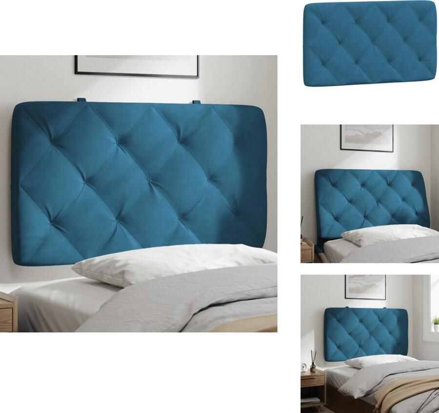 VidaXL Hoofdbordkussen Hoofdbordkussens Hoofdbord Kussen Hoofdeinde Kussen Hoofdbordkussen 90 cm fluweel blauw