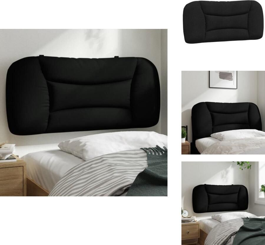 VidaXL Hoofdbordkussen Hoofdbordkussens Hoofdbord Kussen Hoofdeinde Kussen Hoofdbordkussen 90 cm stof zwart - Foto 2