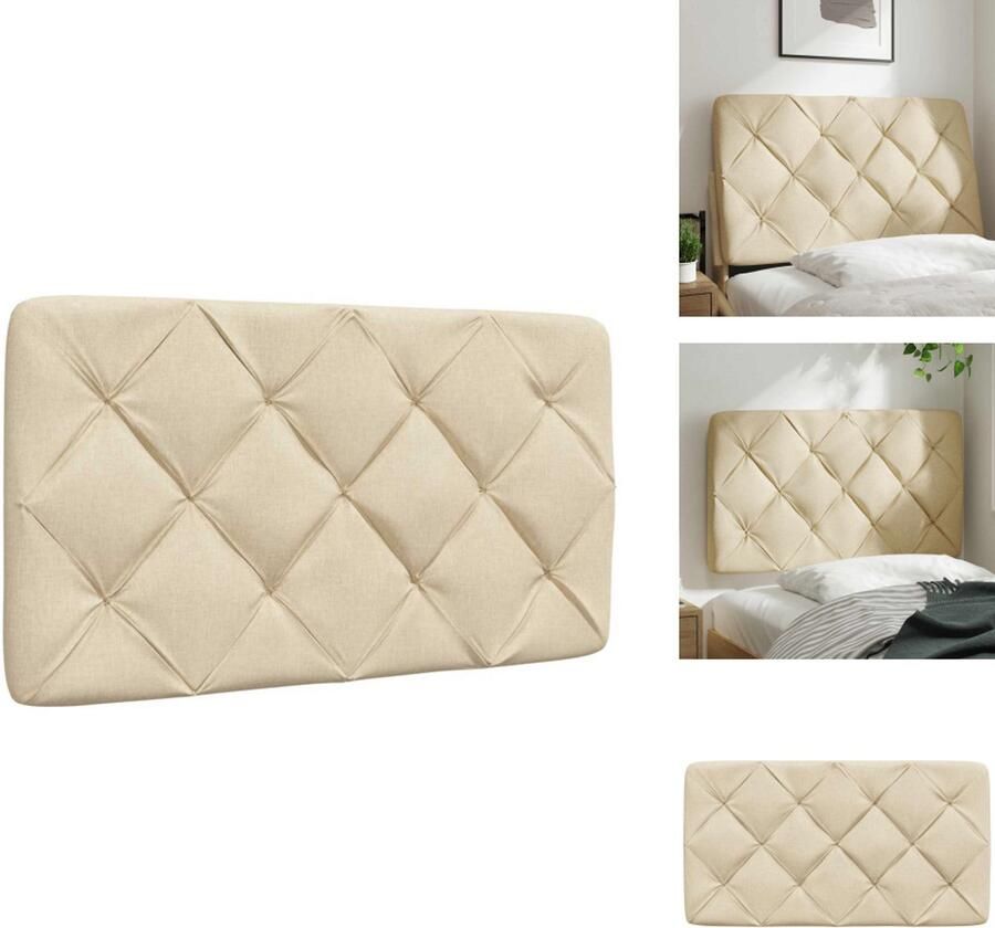 VidaXL Hoofdbordkussen Hoofdbordkussens Hoofdbord Kussen Hoofdeinde Kussen Hoofdbordkussen 90 cm stof crèmekleurig