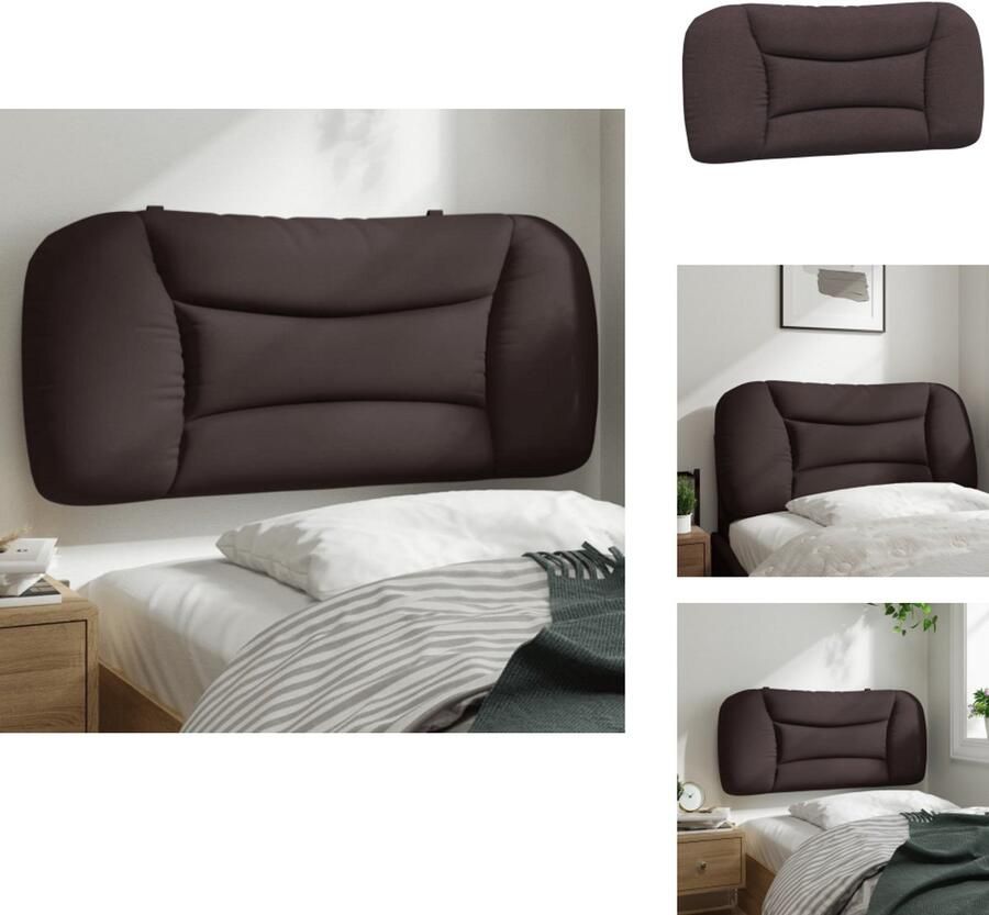 VidaXL Hoofdbordkussen Hoofdbordkussens Hoofdbord Kussen Hoofdeinde Kussen Hoofdbordkussen 90 cm stof donkerbruin - Foto 2