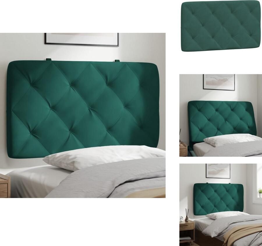 VidaXL Hoofdbordkussen Hoofdbordkussens Hoofdbord Kussen Hoofdeinde Kussen Hoofdbordkussen 90 cm fluweel donkergroen