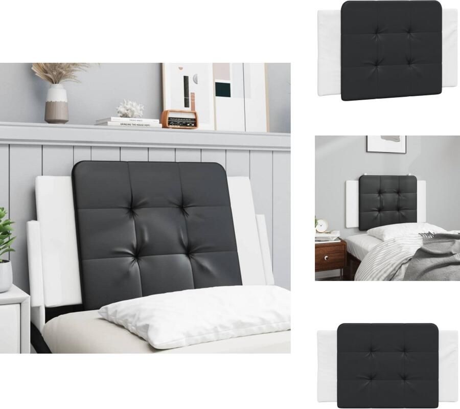 VidaXL Hoofdbordkussen Hoofdbordkussens Hoofdbord Kussen Hoofdeinde Kussen Hoofdbordkussen 90 cm kunstleer zwart en wit - Foto 2