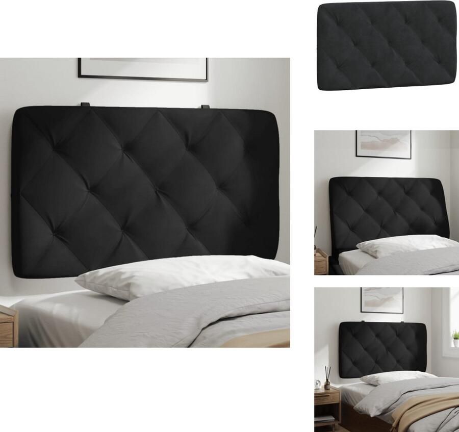 VidaXL Hoofdbordkussen Hoofdbordkussens Hoofdbord Kussen Hoofdeinde Kussen Hoofdbordkussen 90 cm fluweel zwart