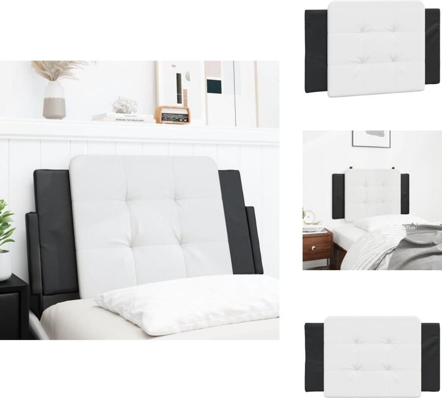 VidaXL Hoofdbordkussen Hoofdbordkussens Hoofdbord Kussen Hoofdeinde Kussen Hoofdbordkussen 90 cm kunstleer wit en zwart - Foto 2