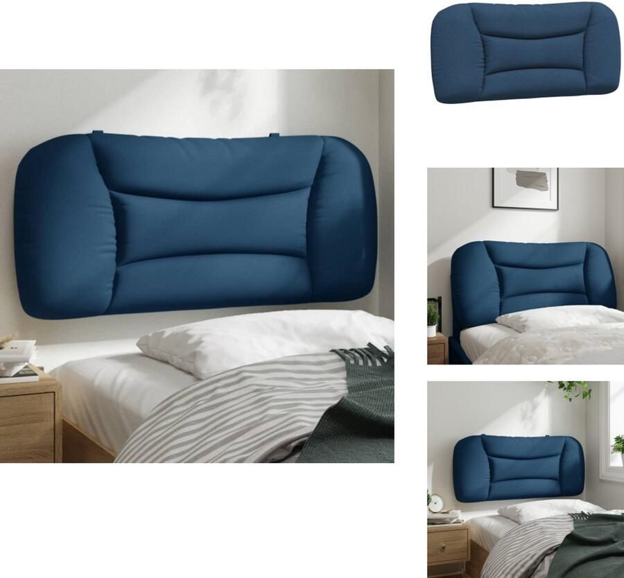 VidaXL Hoofdbordkussen Hoofdbordkussens Hoofdbord Kussen Hoofdeinde Kussen Hoofdbordkussen 90 cm stof blauw - Foto 2