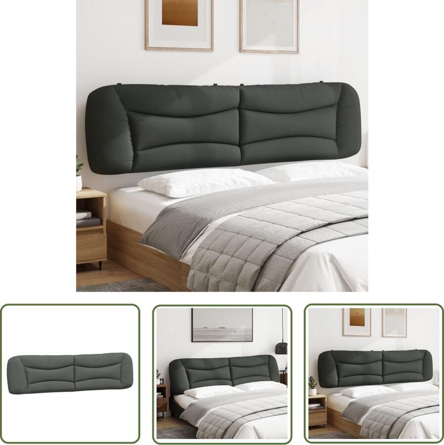 The Living Store Gestoffeerd Hoofdbordkussen 210 x 15 x 48 cm Donkergrijs Polyester vezelvulling Hoofdkussens Hoofdbordkussen Gestofde Hoofdbord Slaapcomfort Leeshoek