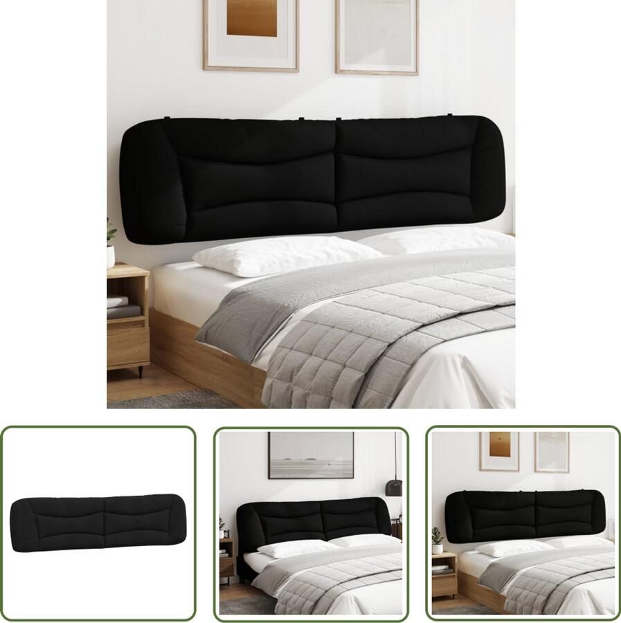 The Living Store Golvend gestreept Hoofdbordkussen 210 x 15 x 48 cm Zwart Stof PP-holle vezel Hoofdkussens Hoofdbordkussen Kussen Voor Bed Sierkussen Slaapcomfort