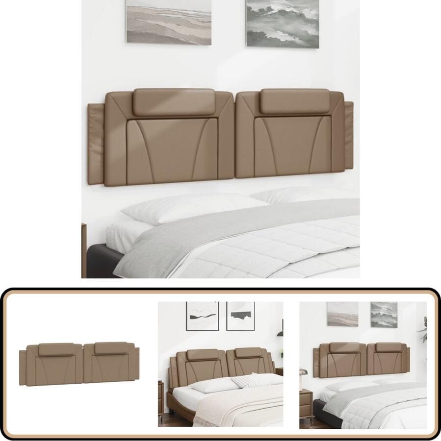 The Living Store Hoofdbordkussen 180 x 3 x 49 cm Cappuccino Kunstleer met Schuimvulling Hoofdkussen Hoofdboardkussen Kapstokken Lederlook Bruine Bank