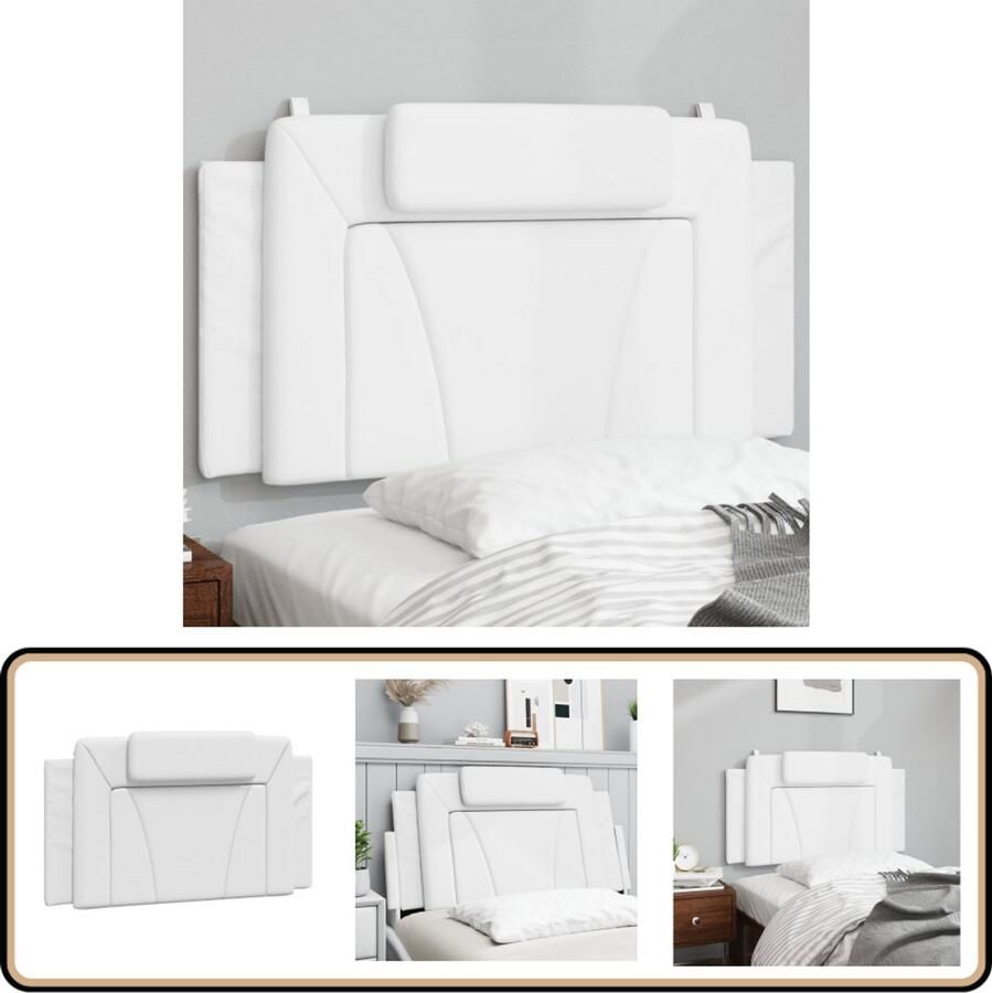 VidaXL Hoofdbordkussen Kunstleer Wit 100 cm Hoofdbordkussen Hoofdbordkussens Hoofdbord Kussen Hoofdeinde Kussen