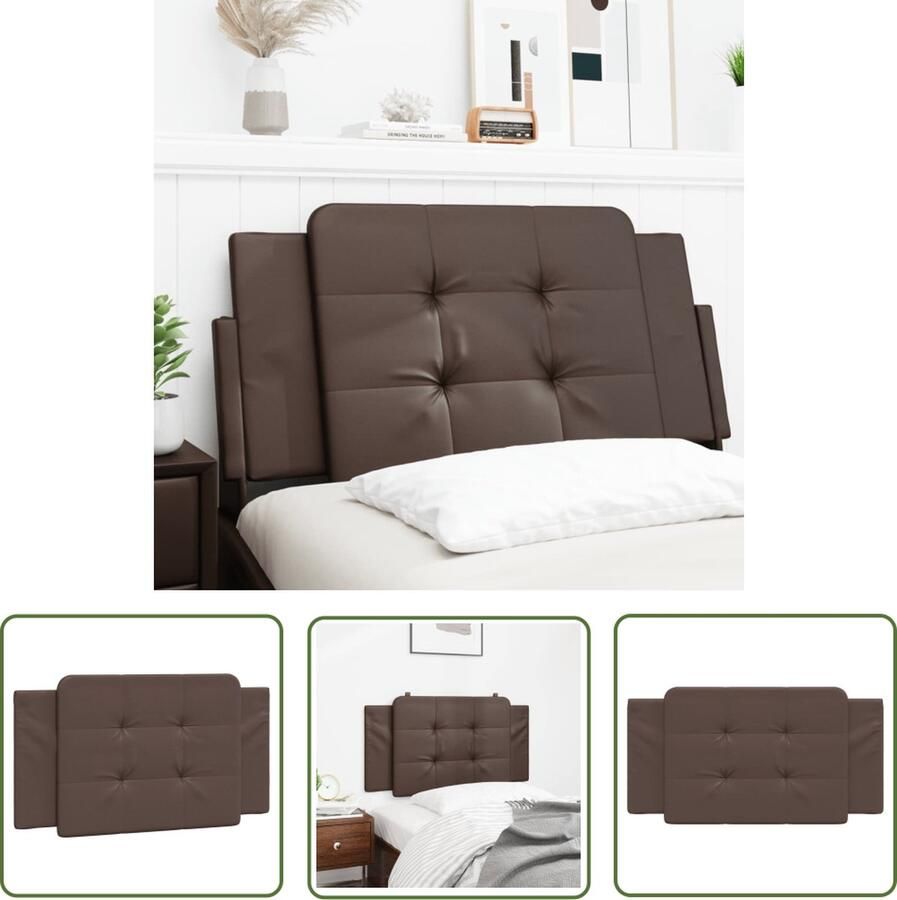 The Living Store Hoofdbordkussen 100 x 48 cm Kunstleer Bruin Schuimgevuld met ritssluiting Hoofdkussen Hoofdbordkussens Kunstleder Bruine Bank Loungebank