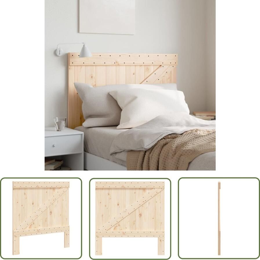 The Living Store Houten hoofdeinde Grenenhout 100 x 3.5 x 104 cm Rustieke uitstraling Hoofdbord Hoofddekens Beddengoed Slaapkamerdecoratie Grenenhouth Meubilair