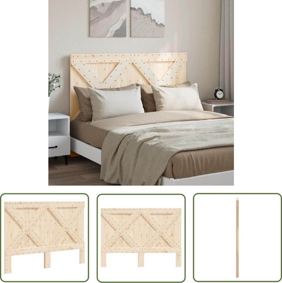 The Living Store Houten Hoofdeinde Grenenhout 140 x 3.5 x 104 cm Inclusief schroeven Hoofdbord Hoofddekens Beddecoratie Slaapkamers Houten Meubels