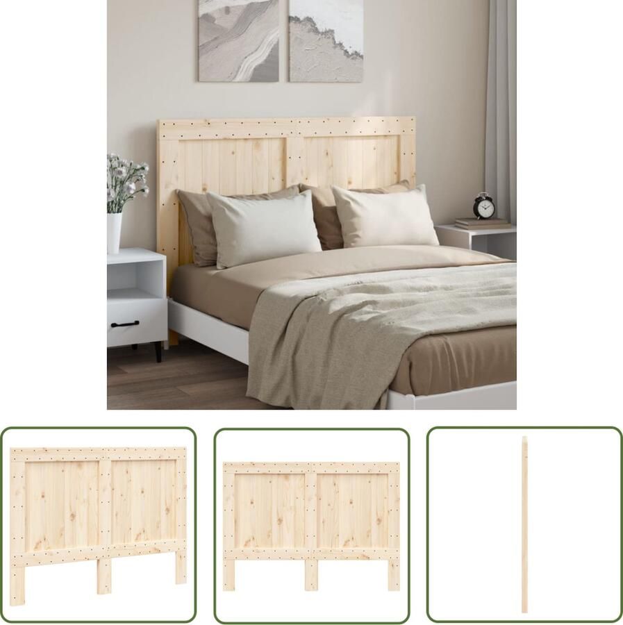 The Living Store Hoofdeinde Massief Grenenhout 140x3.5x104 cm Rustieke uitstraling Hoofdbord Hoofddekens Slaapkamers Massief Hout Grenenhout