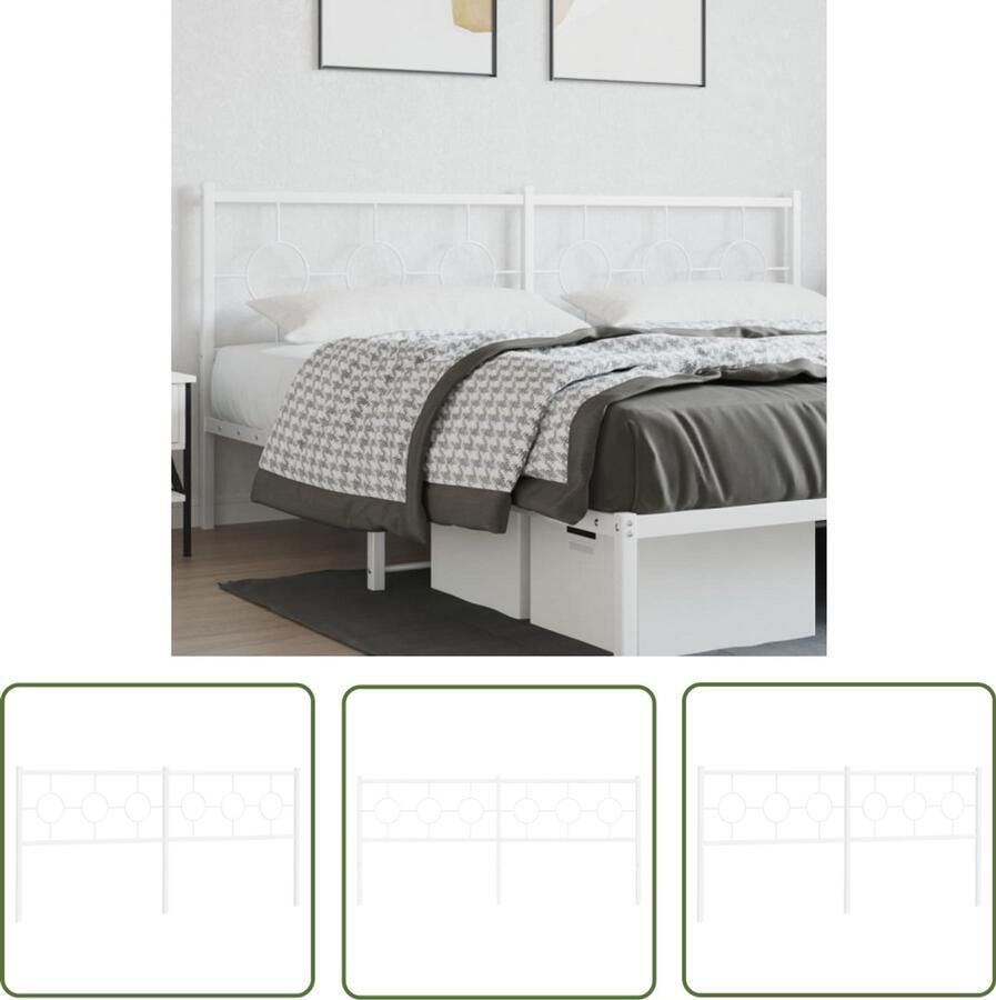 The Living Store Hoofdbord Stalen Bedframe 206 x 91 cm Wit Hoofdbord Hoofddekens Beddecoratie Slaapkamers Modern Interieur