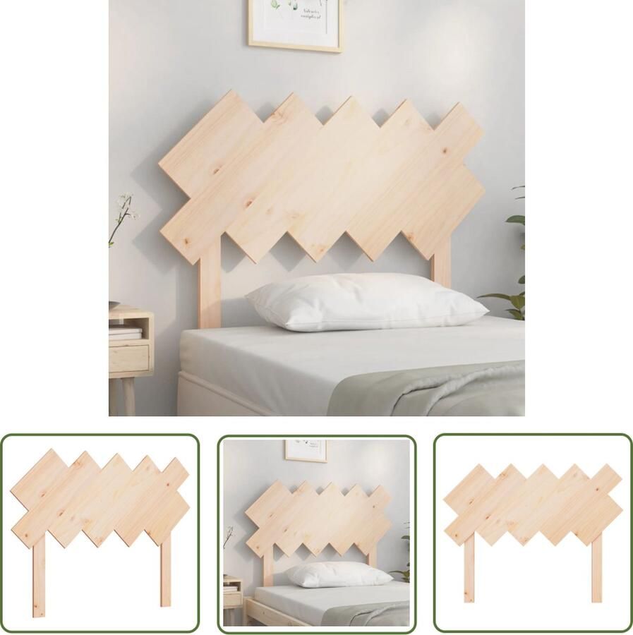 The Living Store Houten Hoofdeinde 104 x 3 x 80.5 cm Massief Grenenhout Houten Hoofdbord Hoofddekens Beddecoratie Slaapkamers Massief Hout