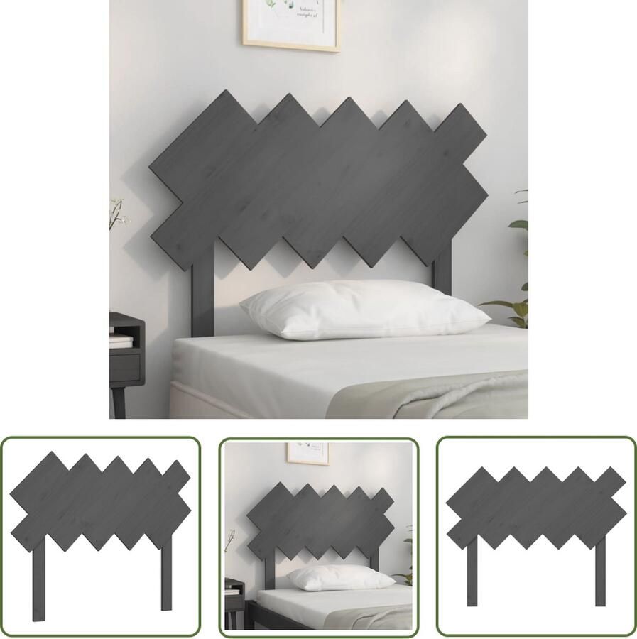 The Living Store Houten Hoofdeinde Grijs 104 x 3 x 80.5 cm Massief Grenenhout Houten Hoofdbord Hoofddekens Griezelig Decor Rustic Interieur Massief Hout