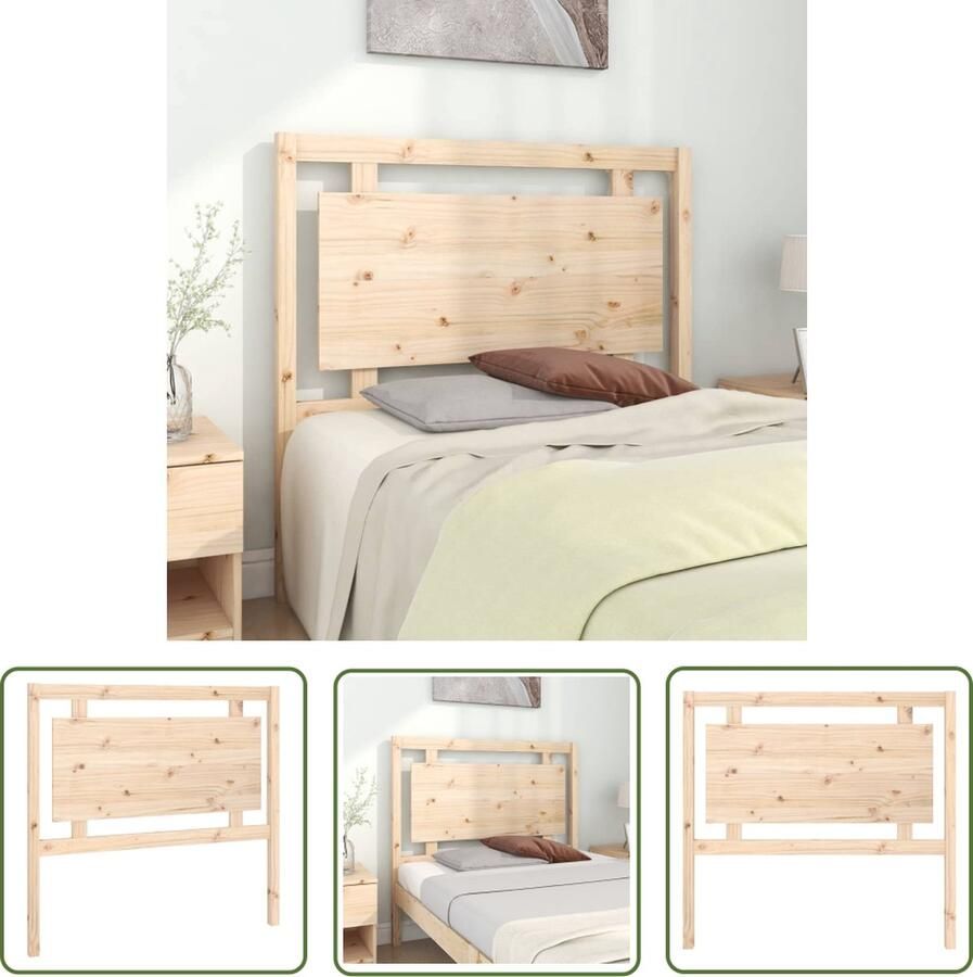 The Living Store Houten Hoofdeinde 105.5 x 4 x 100 cm Massief Grenenhout Houten Hoofdbord Hoofddekens Beddecoratie Slaapkamers Massief Hout