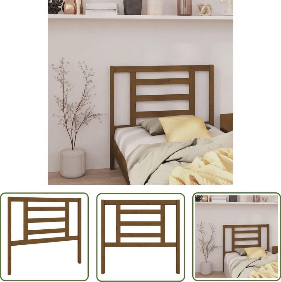 The Living Store Hoofdbord 106x4x100 cm massief grenenhout honingbruin Houten Hoofdbord Hoofddekens Beddengoed Slaapcomfort Kamerdecoratie