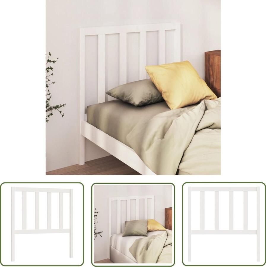 The Living Store Houten Hoofdeinde Wit 106 x 4 x 100 cm Massief Grenenhout Houten Hoofdbord Hoofddekens Beddecoratie Slaapkamers Wit Meubilair
