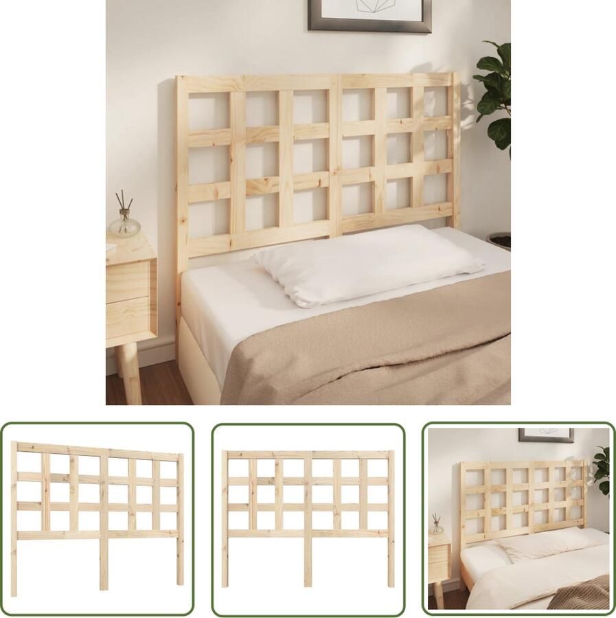 The Living Store Houten Hoofdeinde 125.5 x 4 x 100 cm Massief Grenenhout Houten Hoofdbord Hoofddekens Beddecoratie Slaapkamers Massief Grenenhout