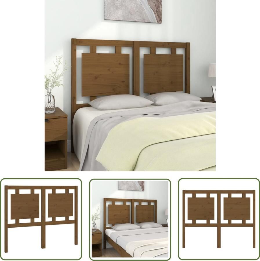 The Living Store Houten Hoofdeinde Grenenhout 125.5 x 4 x 100 cm (B x D x H) Houten Hoofdbord Hoofddekens Beddecoratie Slaapkamers Grenenhout Meubels