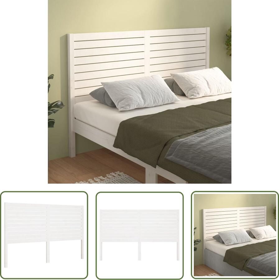 The Living Store Houten Hoofdeinde Grenenhout 126 x 4 x 100 cm Wit Houten Hoofdbord Hoofddekens Beddecoratie Slaapkamers Grenenhout Meubilair
