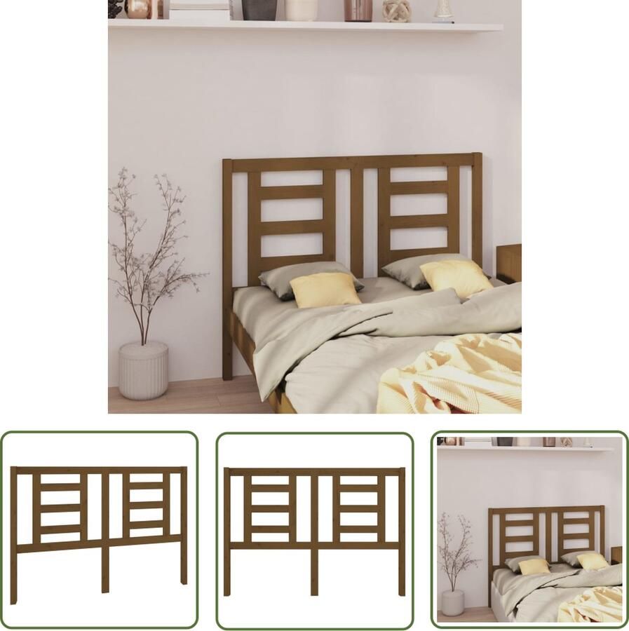 The Living Store Hoofdbord 141x4x100 cm massief grenenhout honingbruin Houten Hoofdbord Hoofddekens Beddecoratie Slaapkamer Meubels Massief Hout