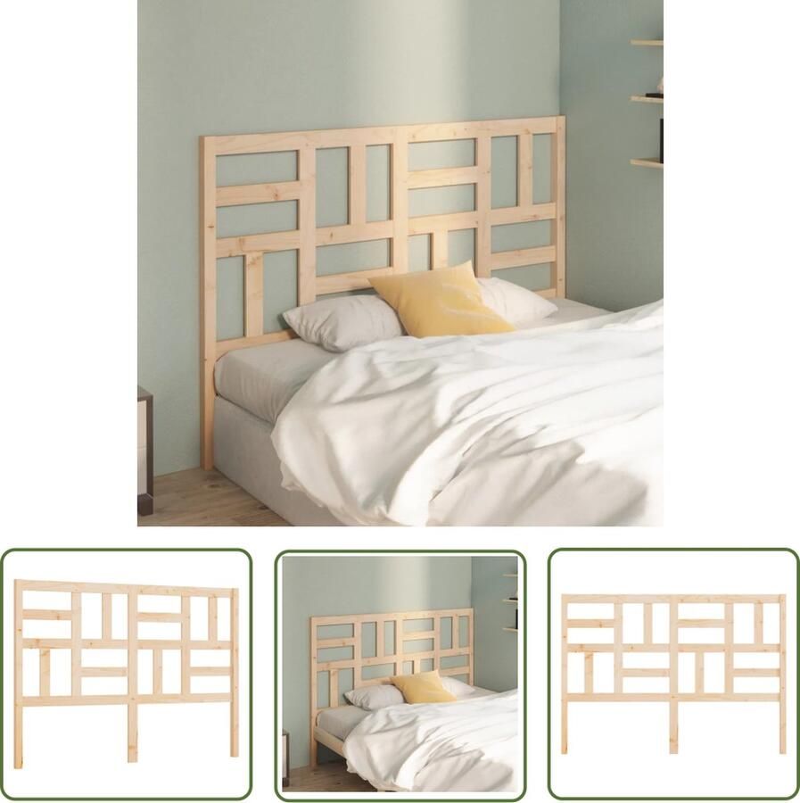 The Living Store Houten Hoofdeinde 141 x 4 x 104 cm Massief Grenenhout Houten Hoofdbord Hoofddekens Beddecoratie Slaapkamers Massief Hout