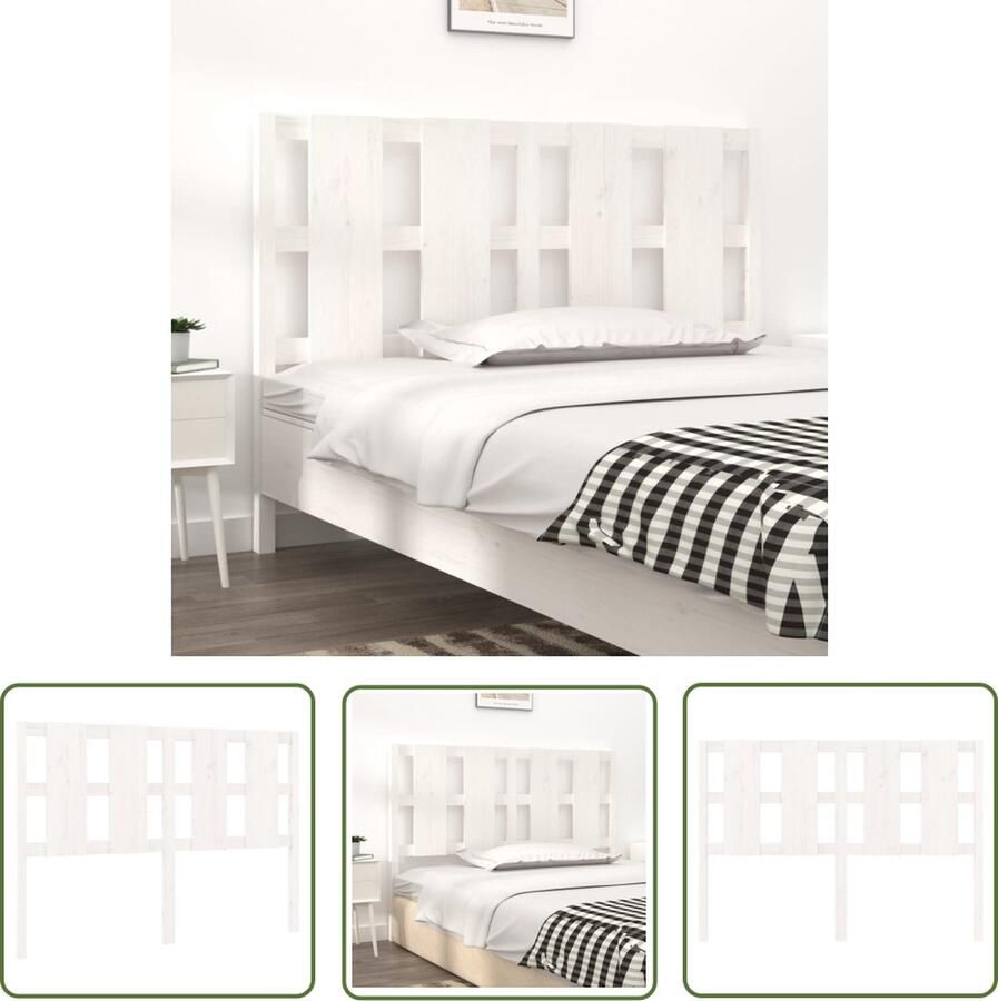 The Living Store Houten Hoofdeinde 145.5 x 4 x 100 cm wit massief grenenhout Houten Hoofdbord Hoofddekens Slaapkamers Massief Hout Wit Meubilair
