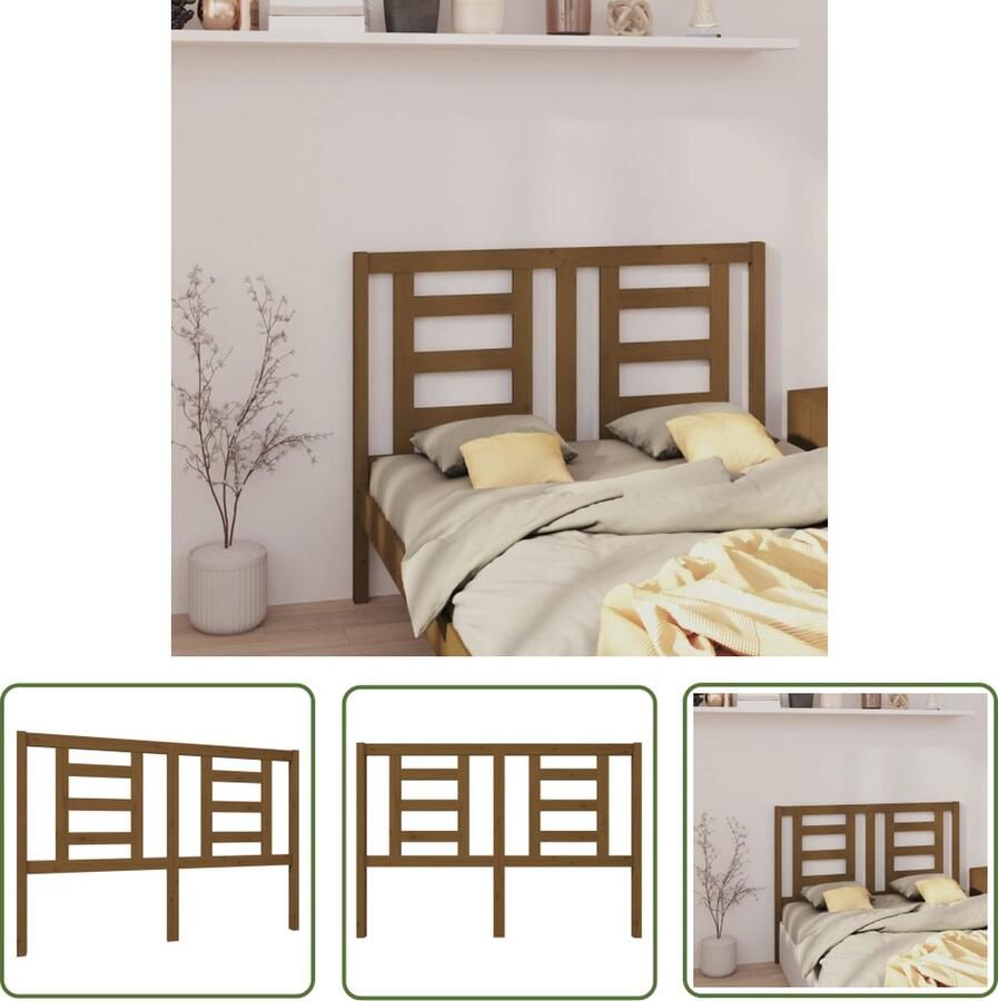 The Living Store Houten Hoofdeinde s Hoofdborden 146 x 4 x 100 cm Honingbruin Hoofd Bord Beddecoratie Hoofdbord Hout Houten Hoofdbord Grenenhoute Hoofdboard - Foto 2