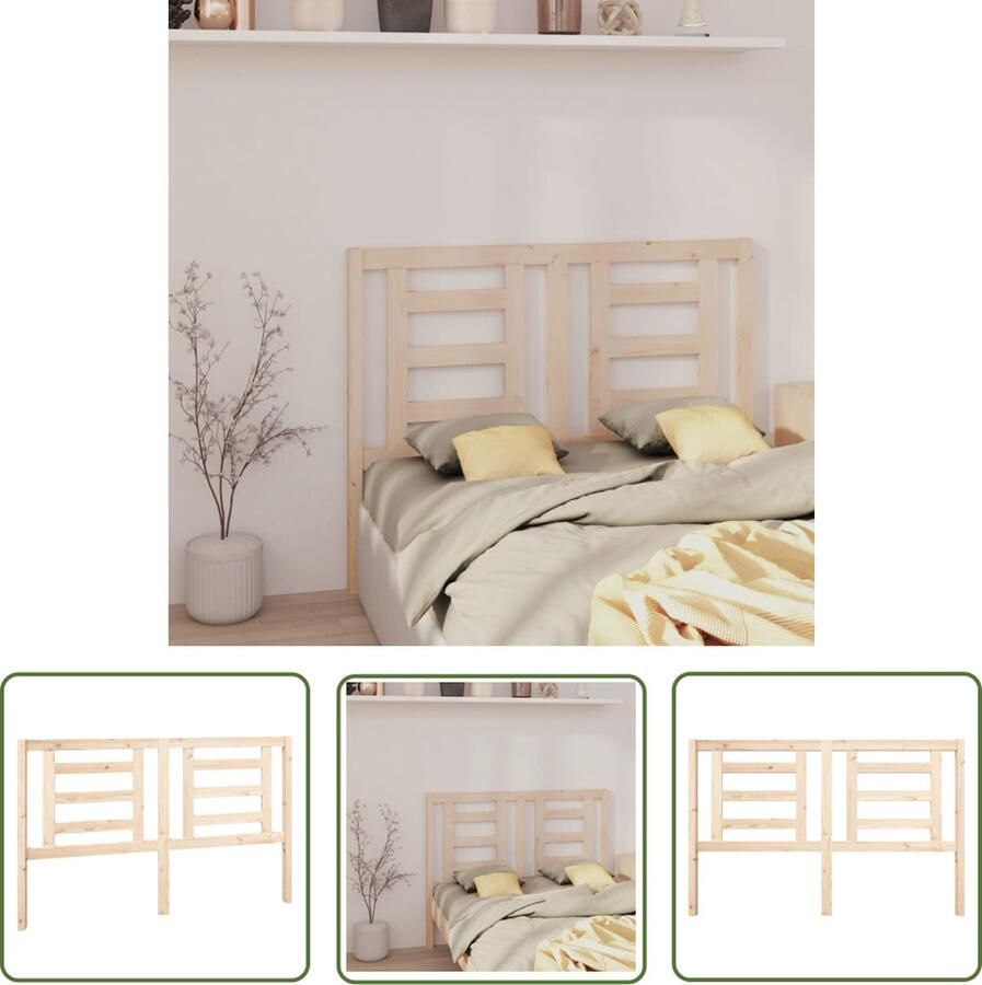 The Living Store Houten Hoofdeinde 156 x 4 x 100 cm Massief Grenenhout Houten Hoofdbord Hoofddekens Beddecoratie Slaapkamers Massief Grenenhout