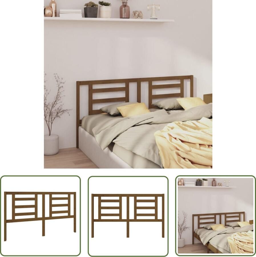 The Living Store Houten Hoofdeinde Grenenhout 166 x 4 x 100 cm Honingbruin Houten Hoofdbord Hoofddekens Beddecoratie Slaapkamer Decoratie Grenenhout Meubel