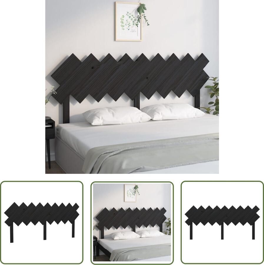 The Living Store Houten Hoofdeinde Massief Grenenhout 178 x 3 x 80.5 cm Zwart Houten Hoofdbord Hoofddekens Slaapkamers Beddengoed Massief Hout