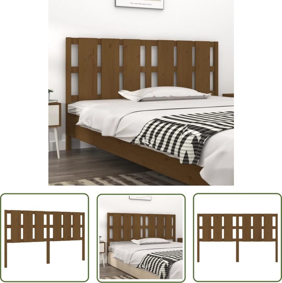 The Living Store Houten Hoofdeinde Honingbruin 185.5 x 4 x 100 cm Rustieke Charme Houten Hoofdbord Hoofddekens Slaapkamers Beddecoratie Rustieke Interieur